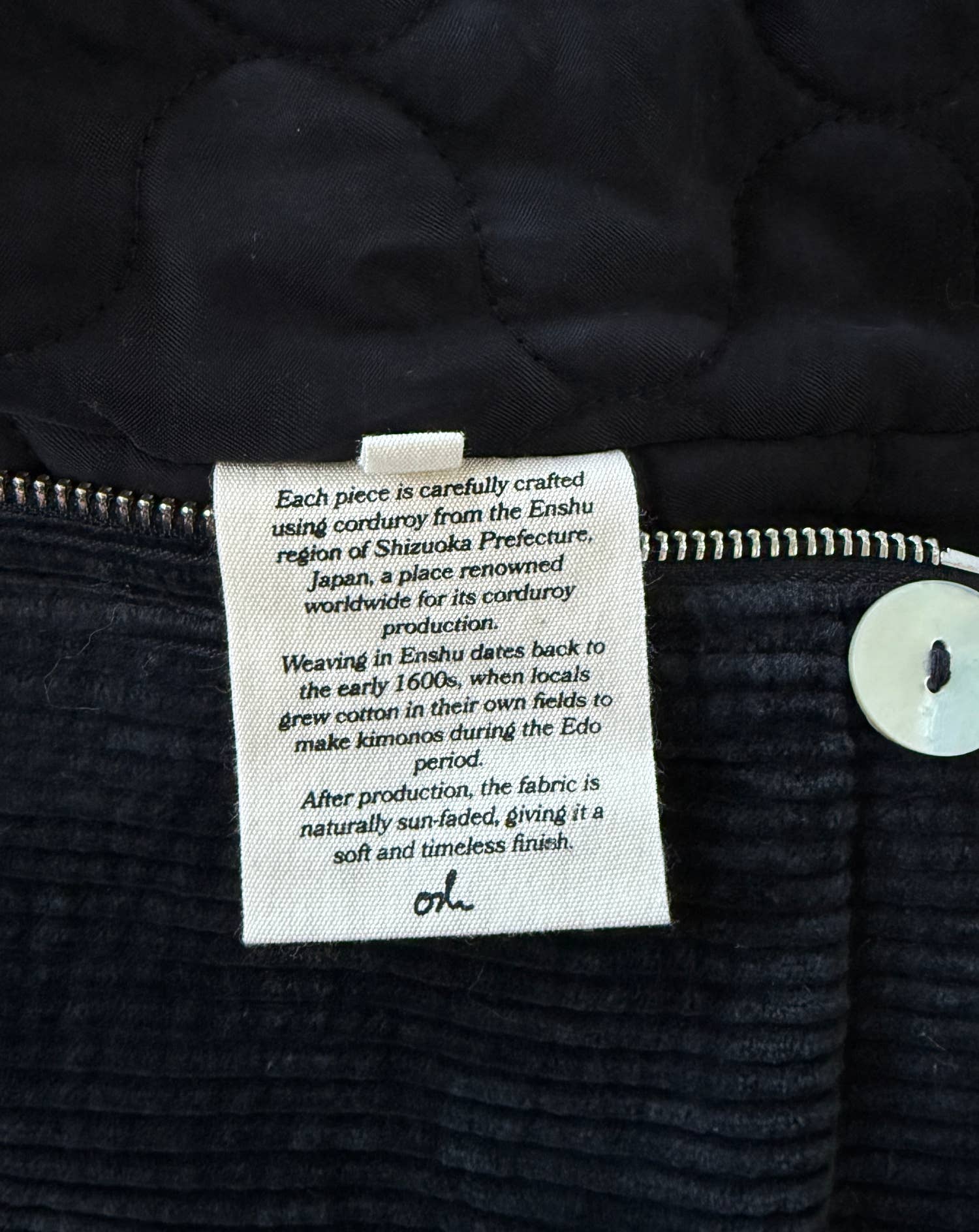 Quilted Japanese Corduroy Jacket (Sun-faded Black)