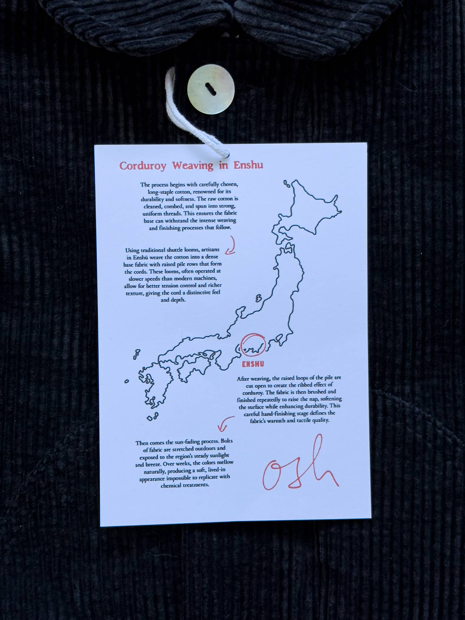 Quilted Japanese Corduroy Jacket (Sun-faded Black)