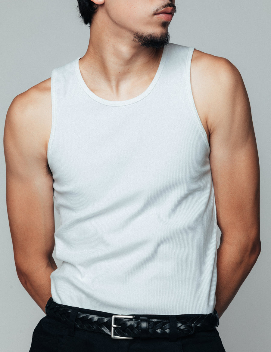 Cotton Ribbed Tank (White)