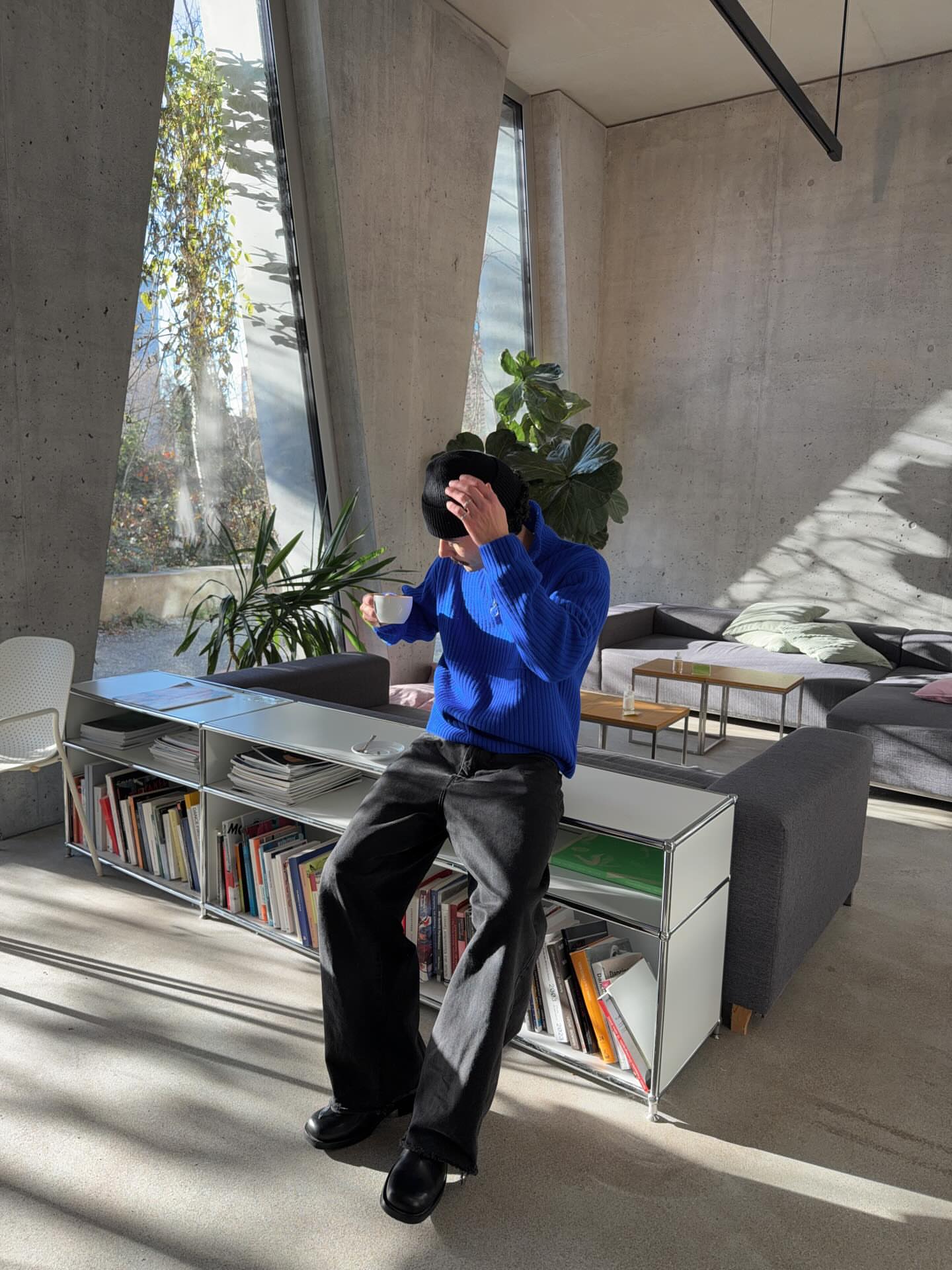 Wool Quarter Zip - Cobalt Blue