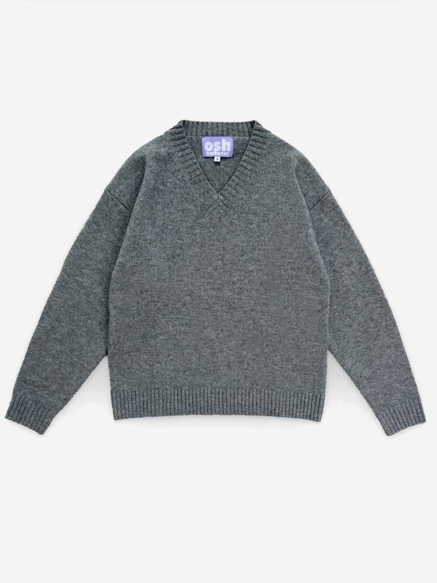 Cashmere Wool Knit Sweater (Grey)