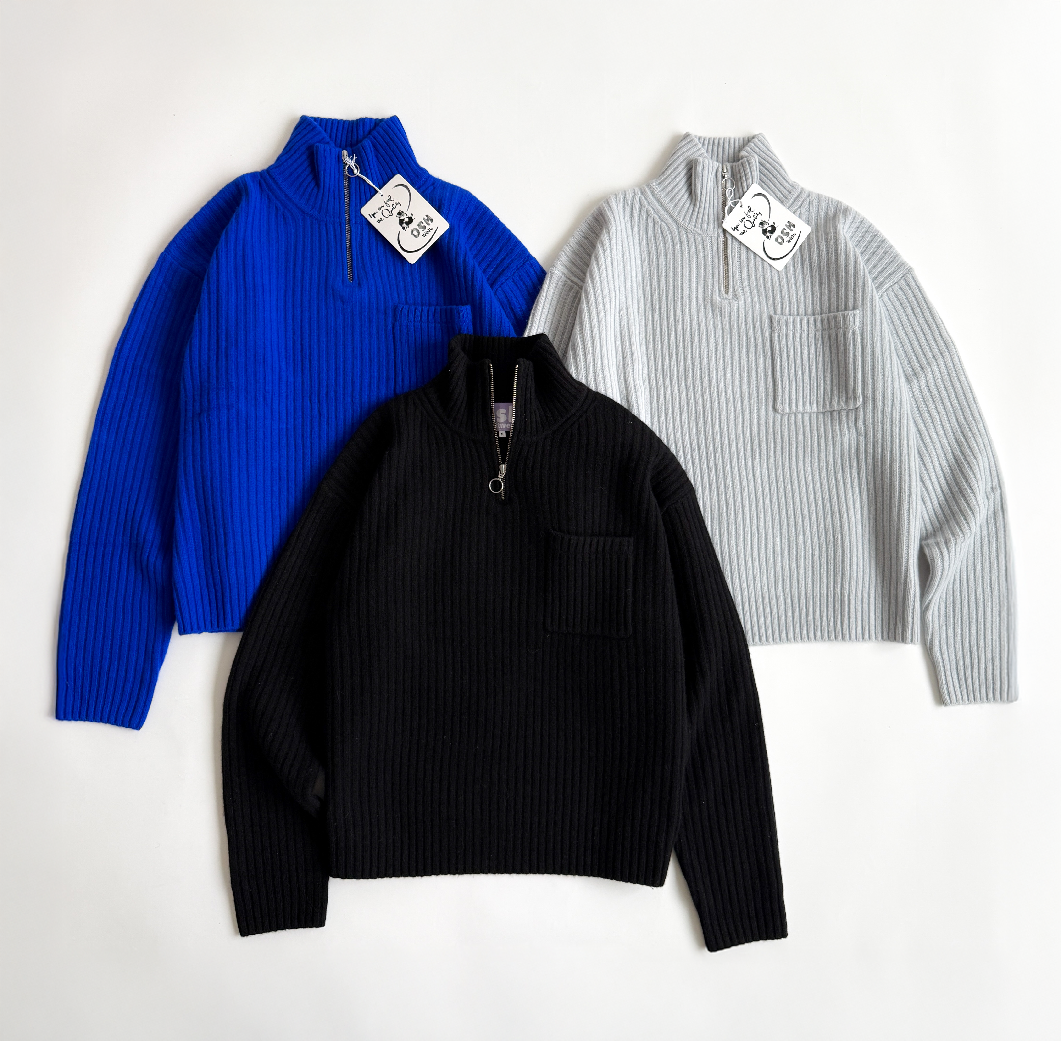 Wool Quarter Zip - Cobalt Blue