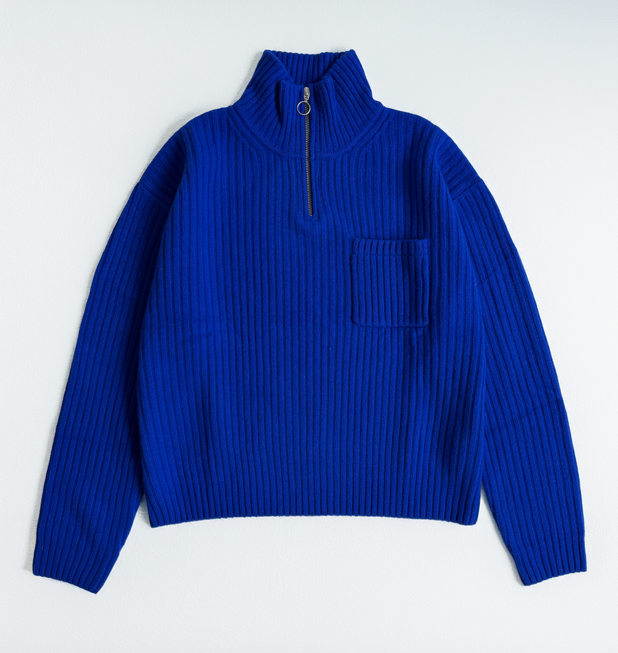 Wool Quarter Zip - Cobalt Blue – Osh