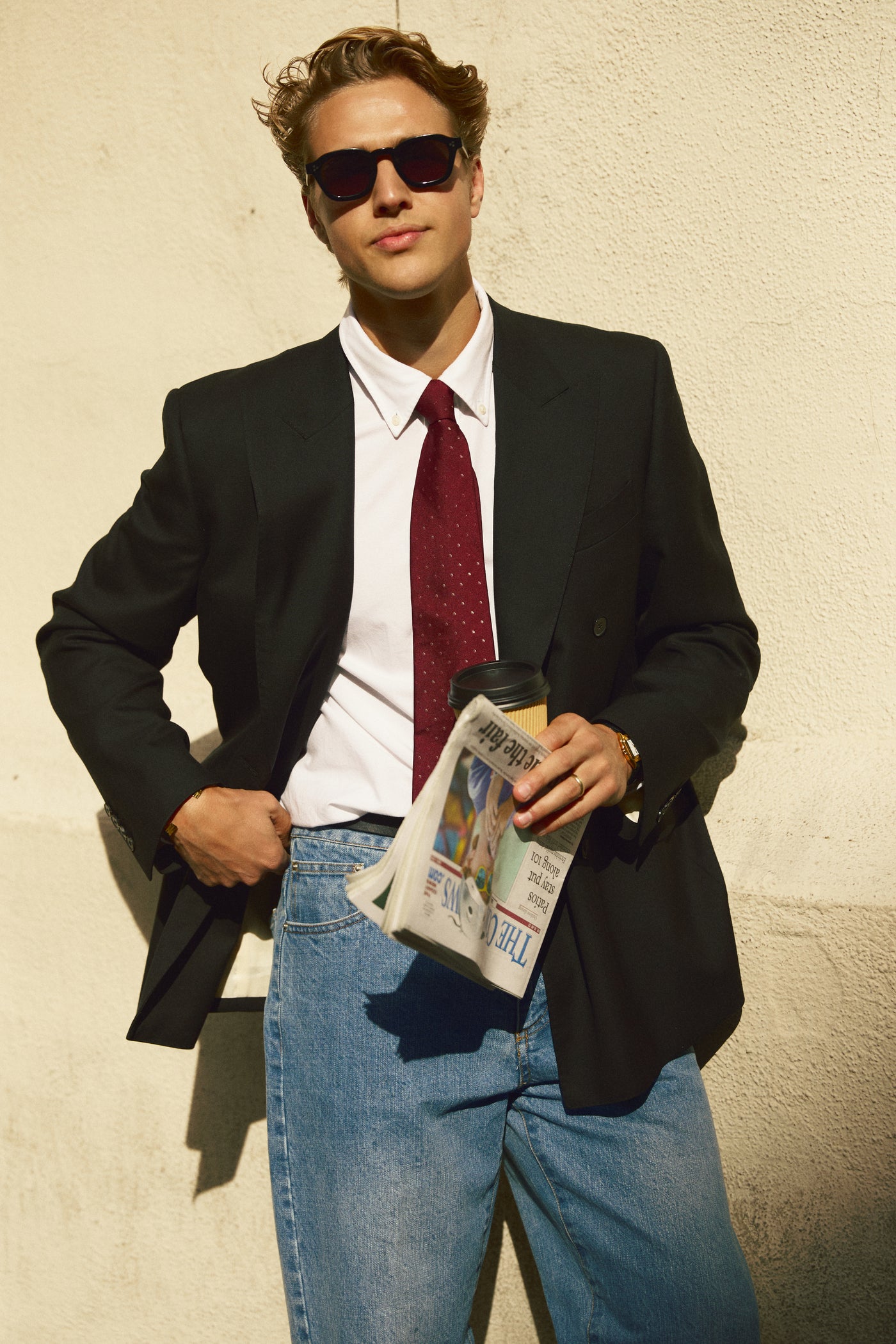 Double-Breasted Fine Wool Jacket, Super 140s