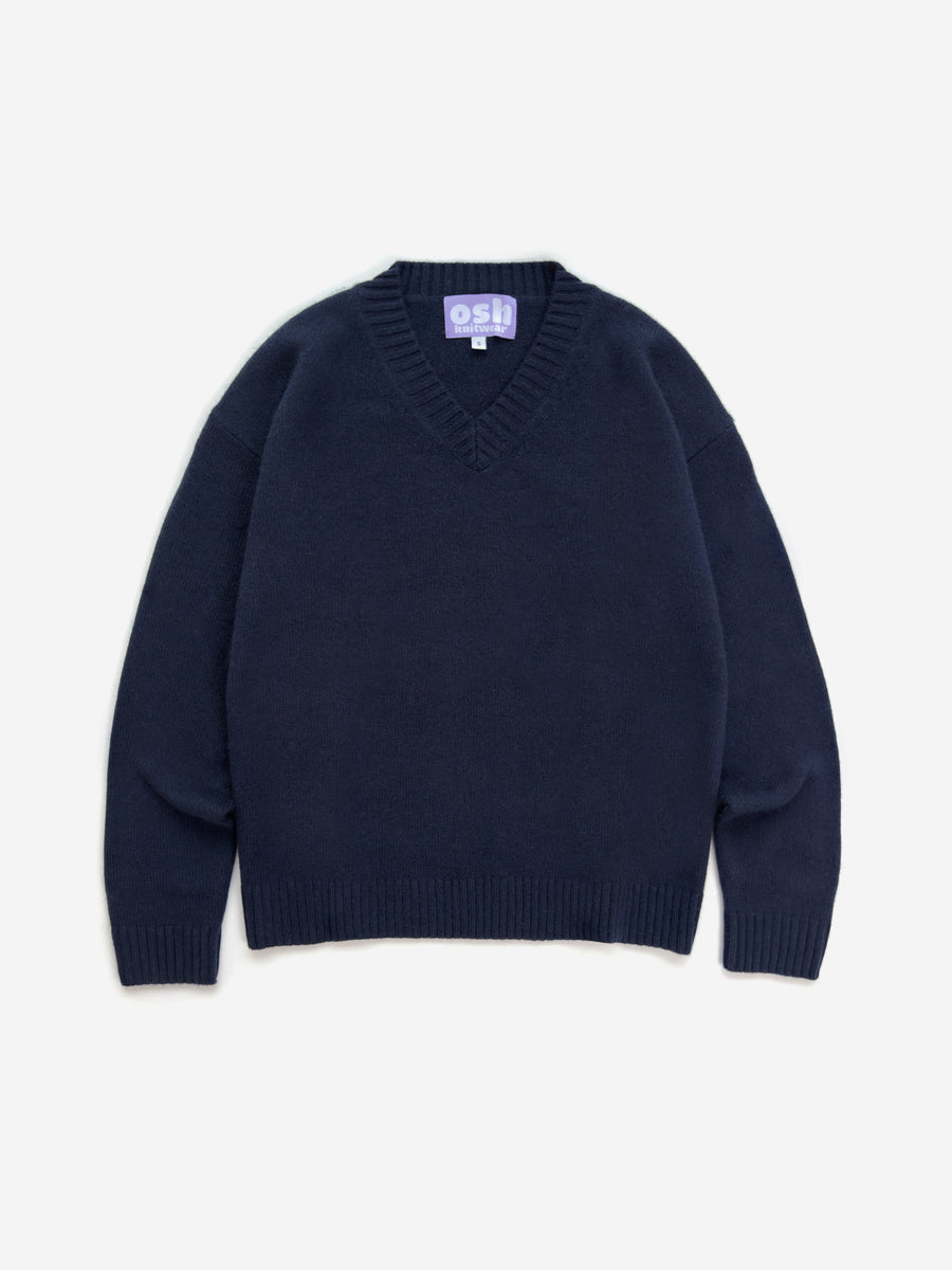 Cashmere Wool Knit Sweater (Navy)