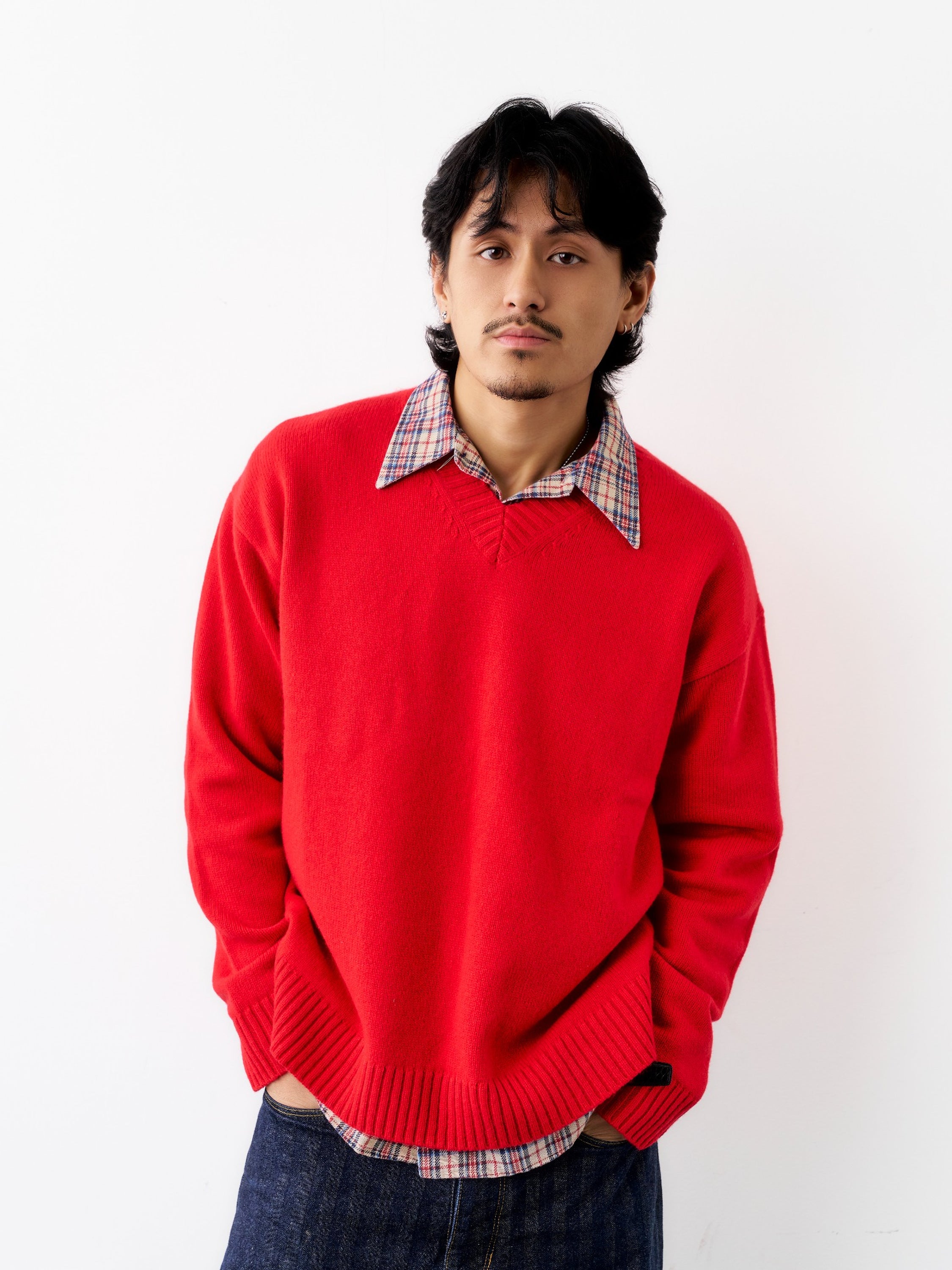 Cashmere Wool Knit Sweater (Red)