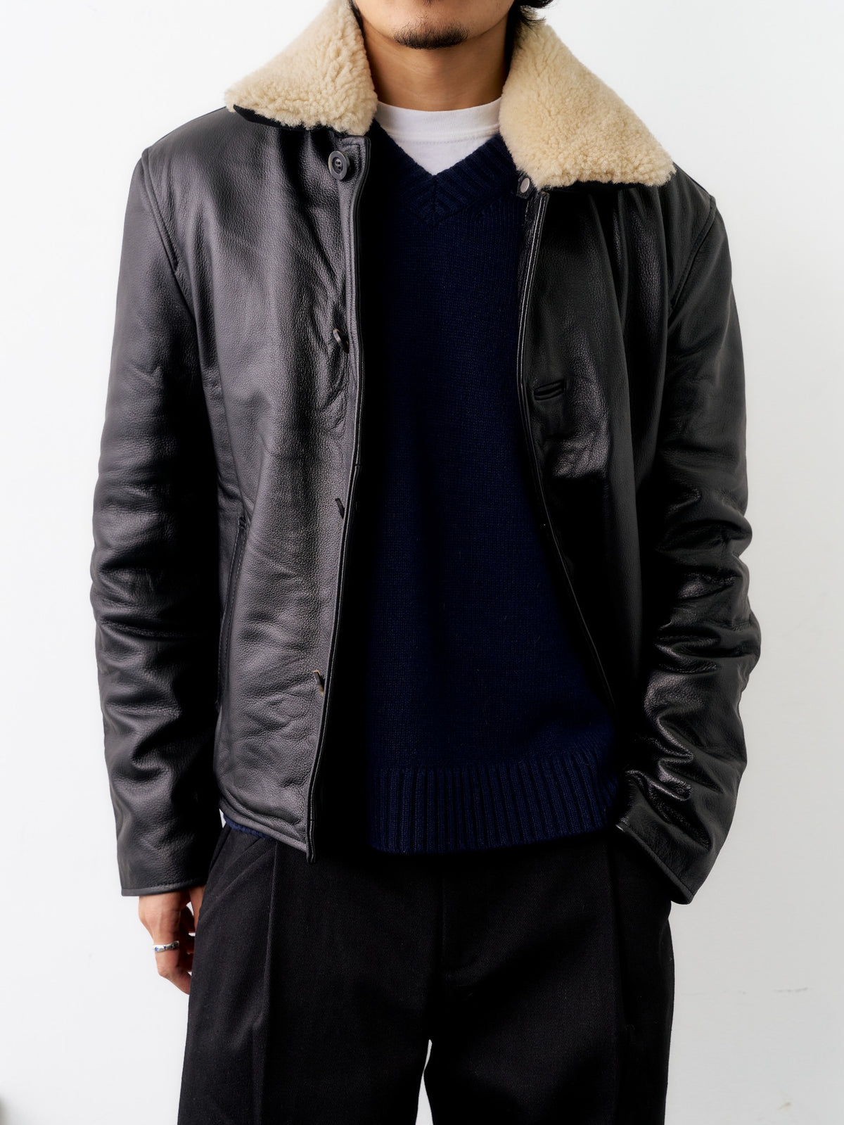 Cashmere Wool Knit Sweater (Navy)