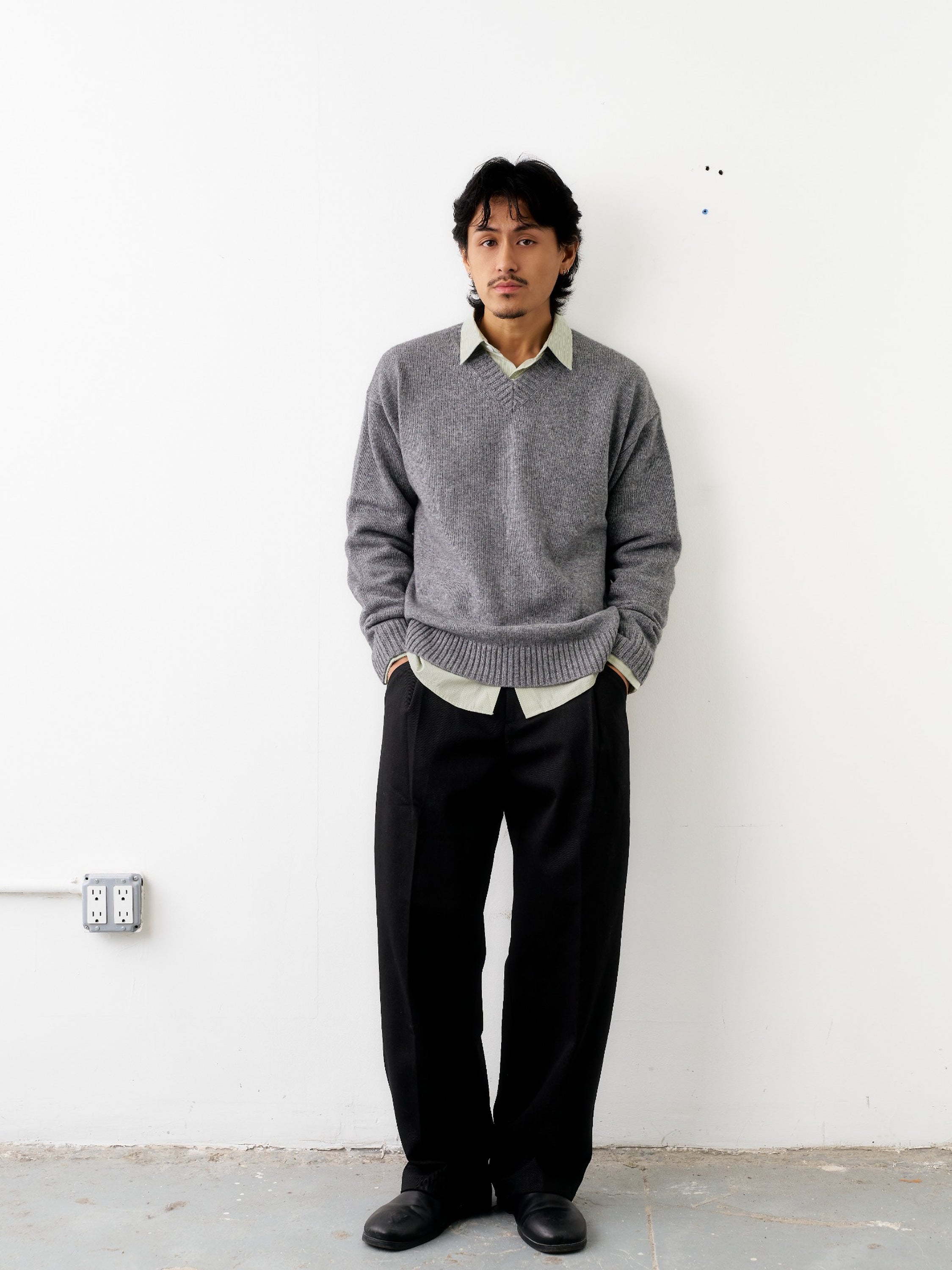 Cashmere Wool Knit Sweater (Grey)
