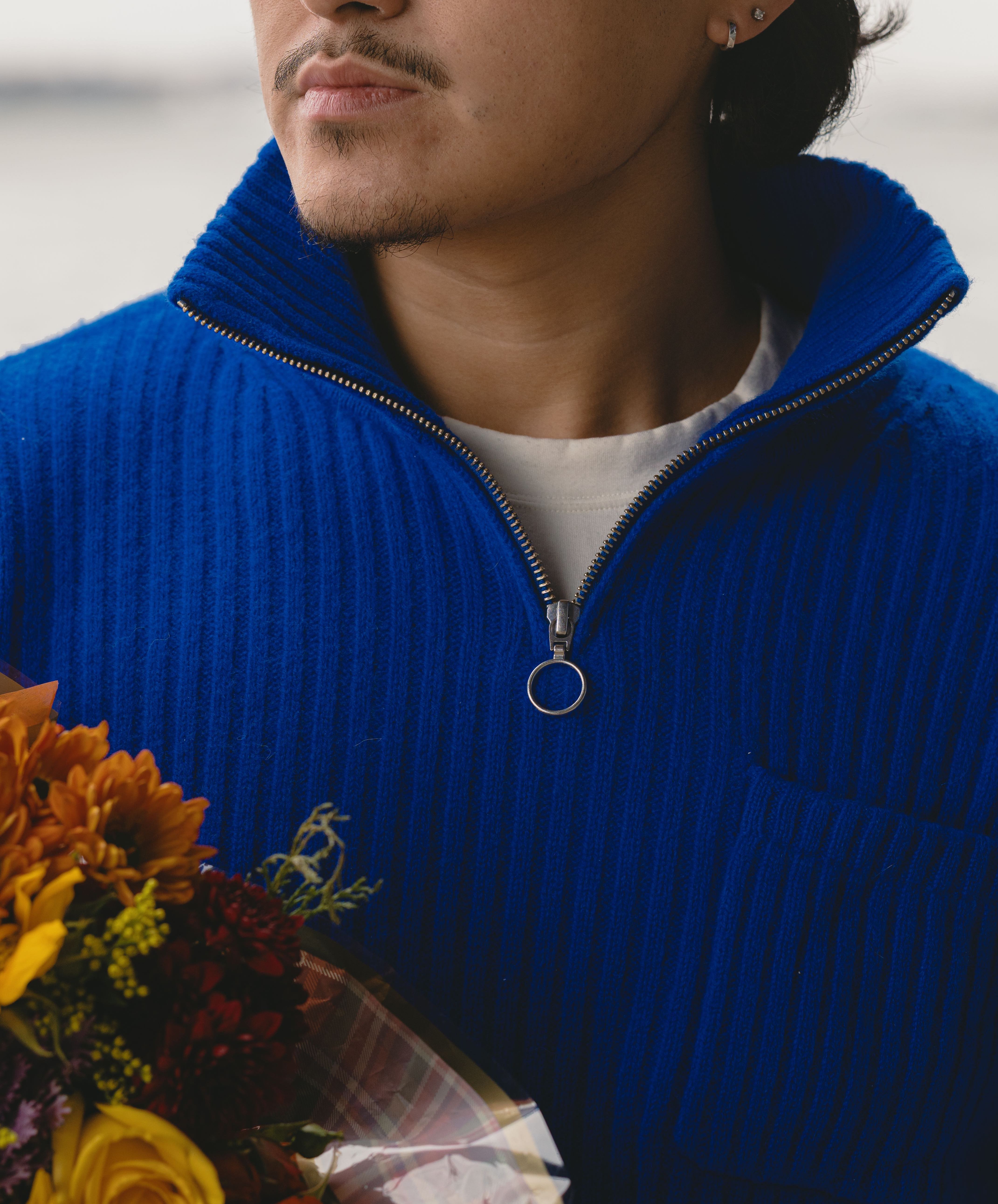 Wool Quarter Zip - Cobalt Blue