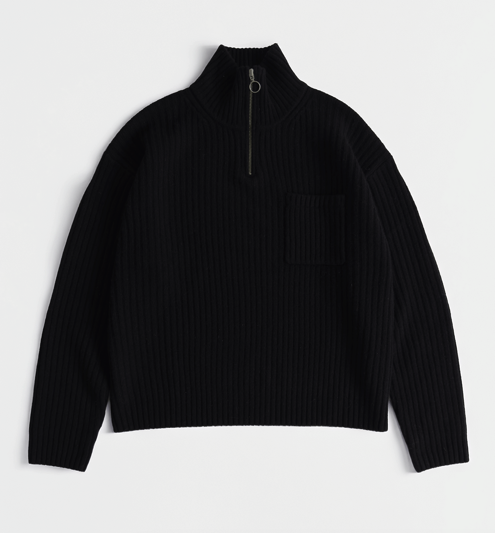 Wool Quarter Zip - Black