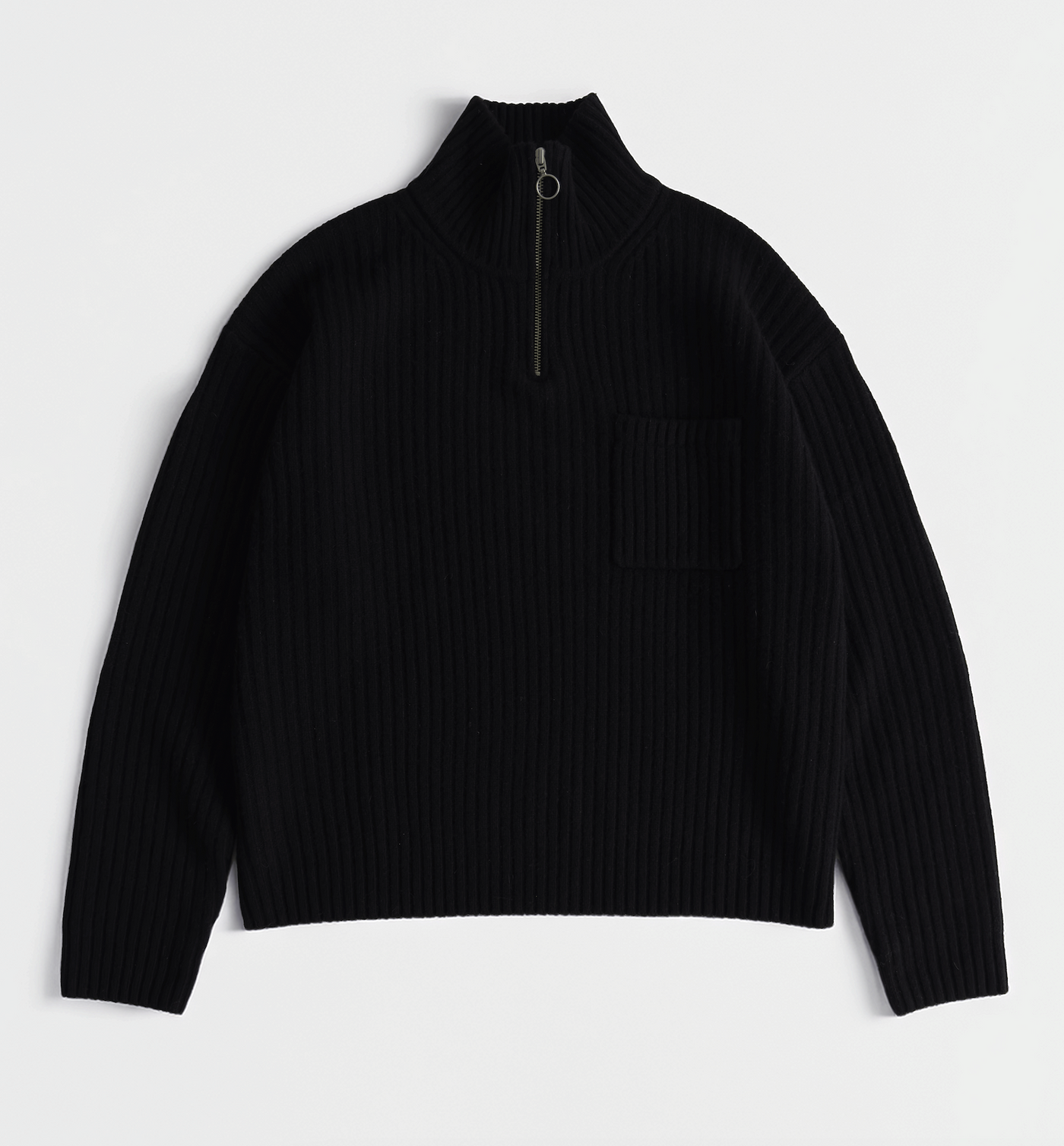 Wool Quarter Zip - Black