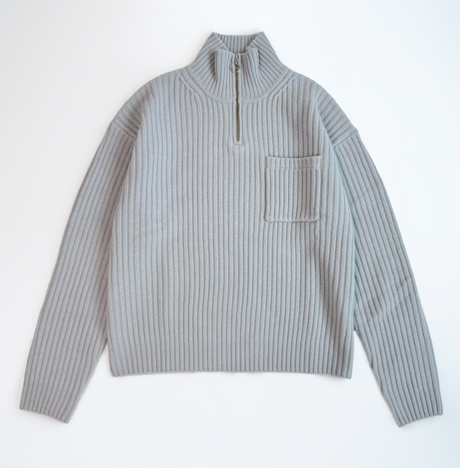 Wool Quarter Zip - Cool Grey
