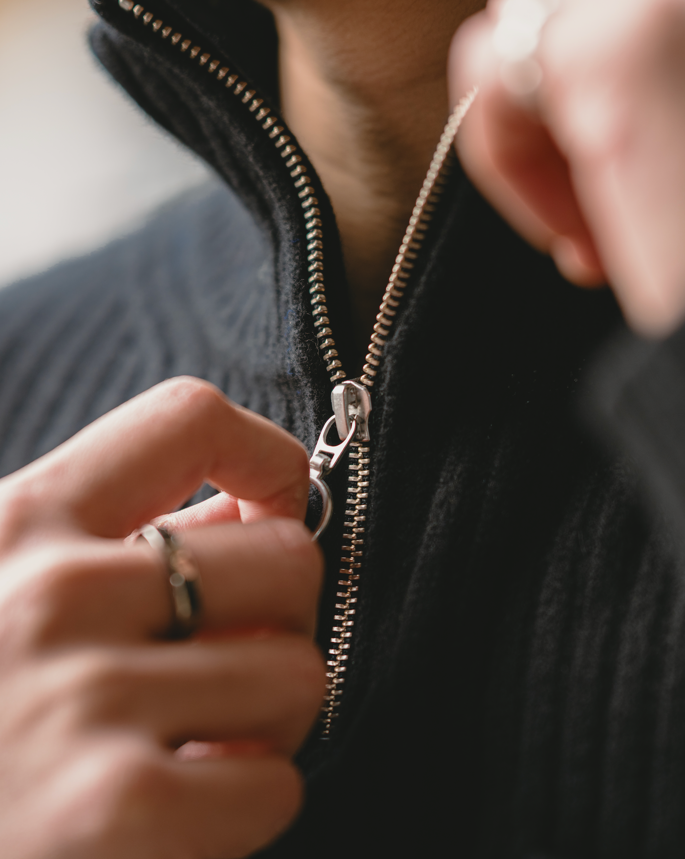 Wool Quarter Zip - Black