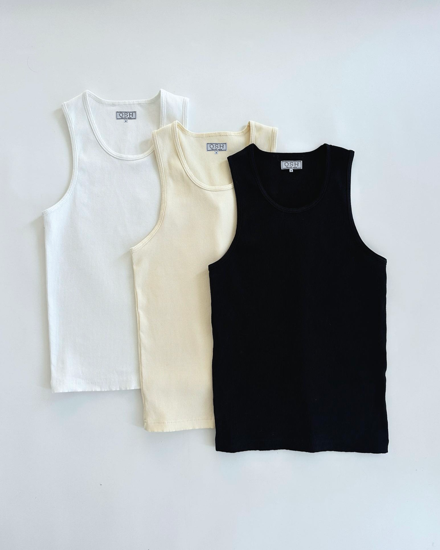 Cotton Ribbed Tank (Black)